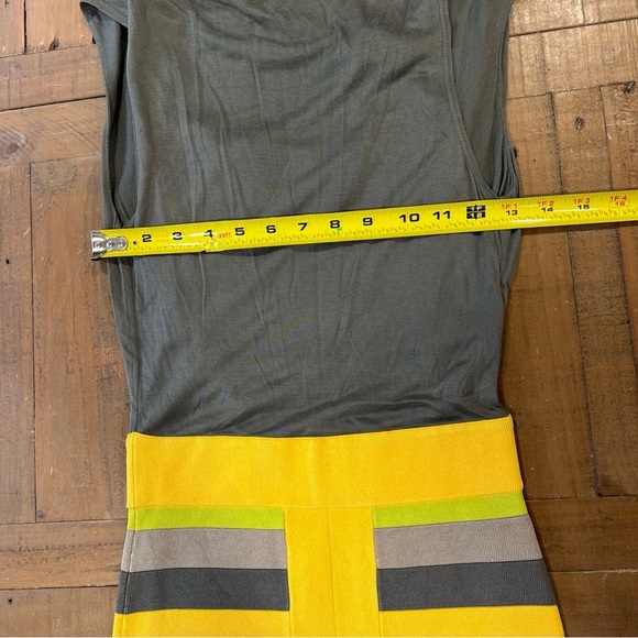 Karen Millen Striped Yellow White Gray Stretch BodyCon Sleeveless Dress 1 US 0 - Picture 9 of 10